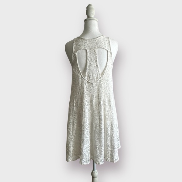 Free People Sleeveless Lace Mini Dress Back Cutout Ivory Wedding Party - Picture 3 of 13